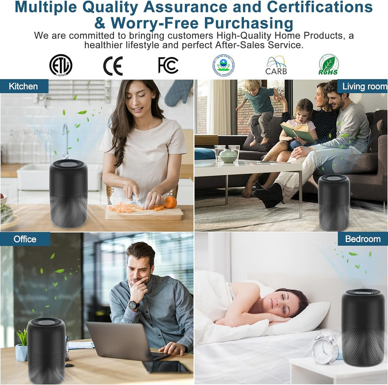 2 Pack Air Purifiers for Home Bedroom up to 600Ft², Quiet Air Purifier with Nig