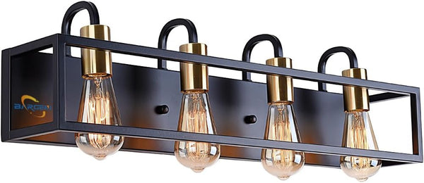 Bathroom Light Fixtures,4-Light Vanity Light,Black Rustic Industrial Style,Antique Bronze Finish,Vintage Bathroom Lighting Fixtures over Mirror,Wall Light Fixtures for Bathroom Vanity and Lounge