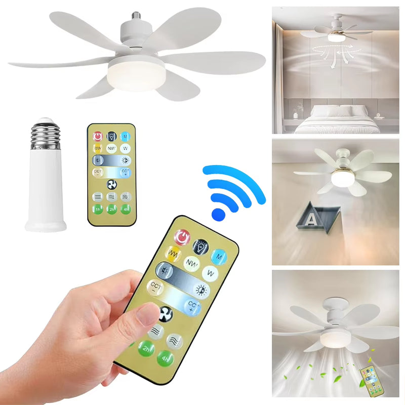 LED 40W/30W Ceiling Fan Light E26/27 Socket Fan with Remote Timing Dimming Function Suitable for Living Room Kitchen Bedroom