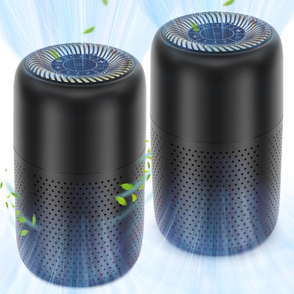 2 Pack Air Purifiers for Home Bedroom up to 600Ft², Quiet Air Purifier with Nig