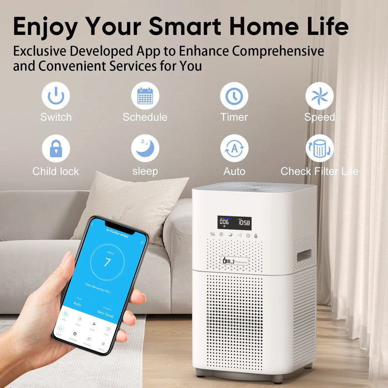 Smart Wifi Air Purifiers for Home Large Room up to 2500 Sq.Ft, HEPA Air Purifier for Bedroom, Air Purifiers for Allergies and Asthma, Pollen, Wildfire/Smoke, Pets Hair, Odors, Dust