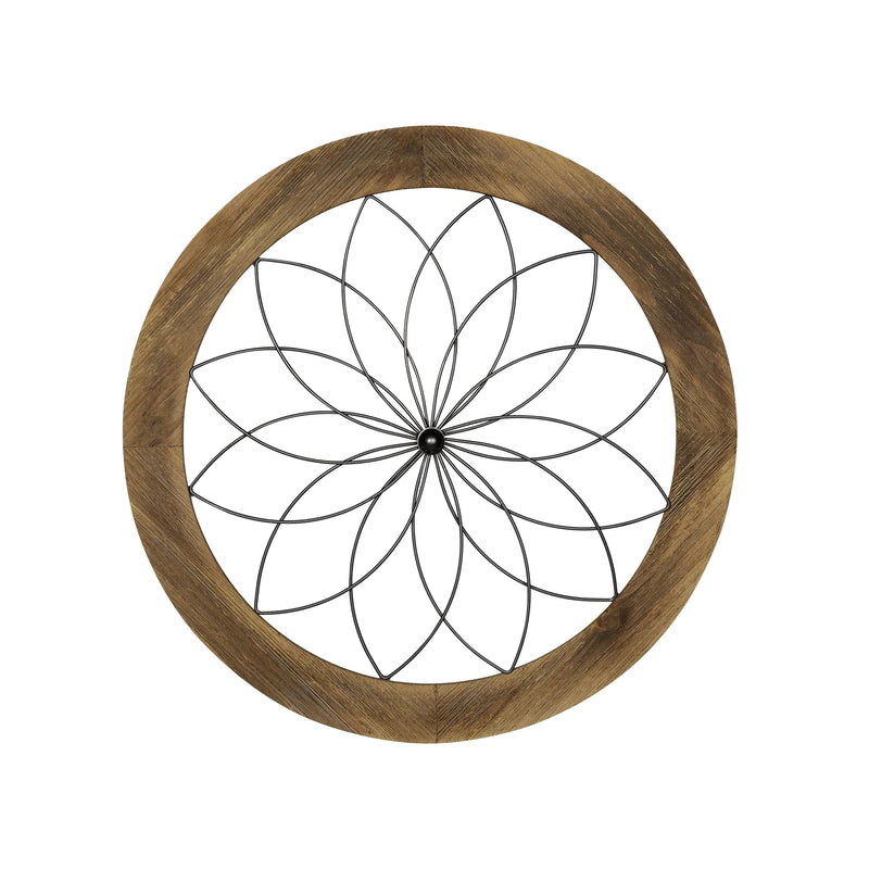 Modern Farmhouse Brown round Wood and Metal Medallion Wall Decor