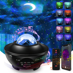 Star Projector, Ocean Wave Projector Night Light with Wireless Speaker, Timer and Remote, Music Sync Party Light for Bedroom Bar