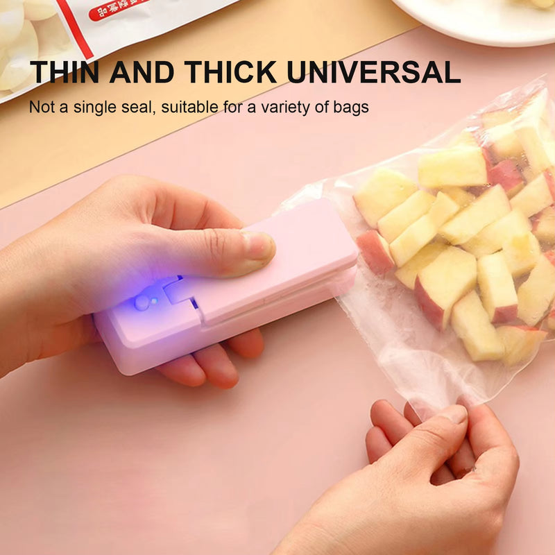 2 in 1 Kitchen Heat Bag Sealer Machine Rechargeable Package Sealing Tool Bag Cutter Closure Packing Gadget Kitchen Accessories