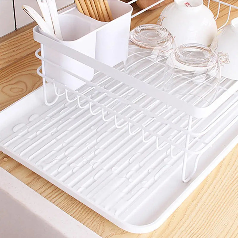 Dish Drying Rack Drainer Storage Rack 2 Layers Iron Tableware Organizer Kitchen Tools for Bowl Dishes Chopsticks